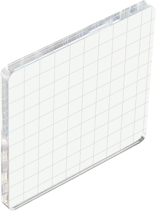PATIKIL 4" x 4" Acrylic Stamp Block, Clear Stamping Block with Grid Lines Decorative Mounting Blocks Square for Scrapbooking DIY Crafts Card Making