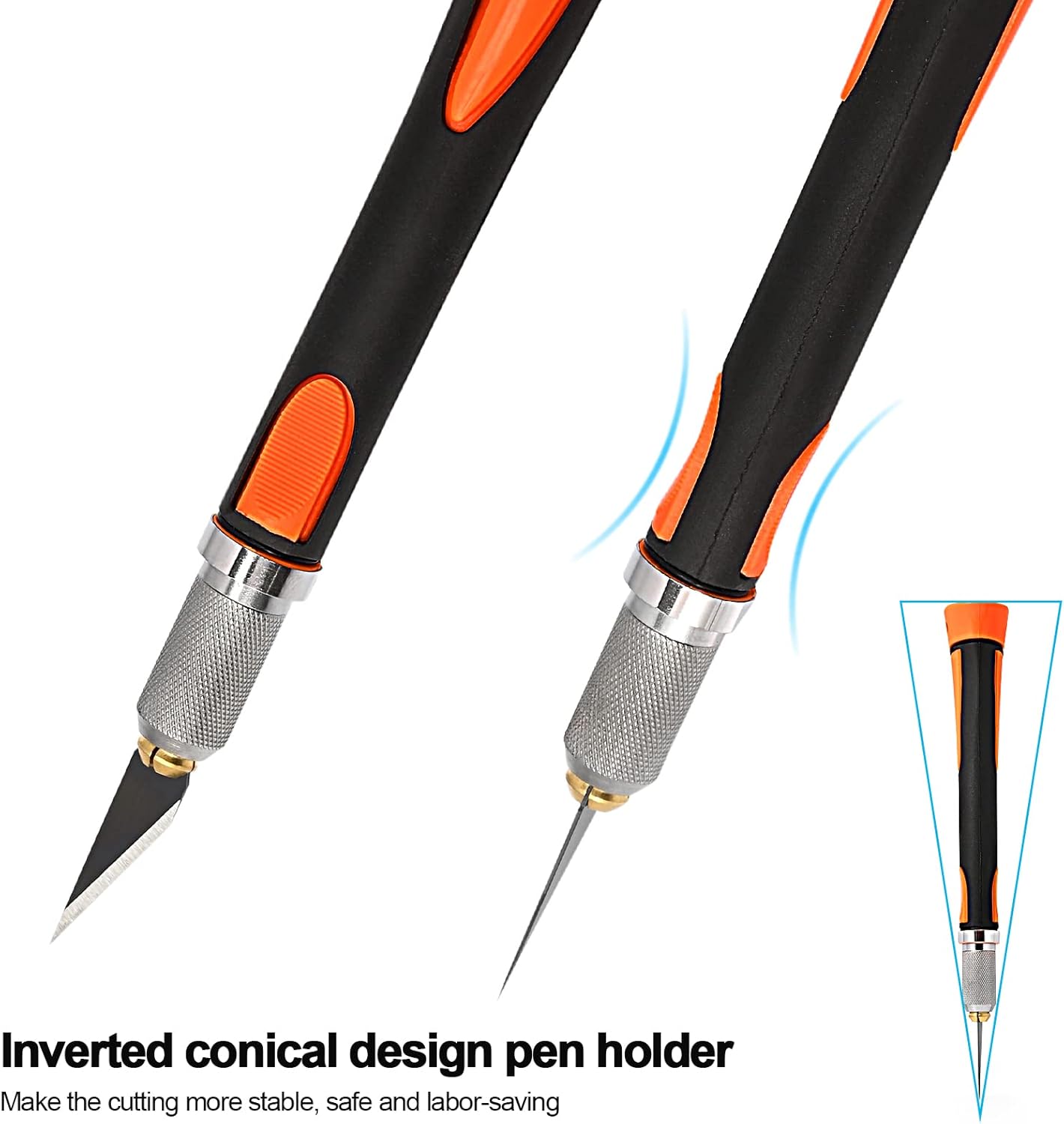 EHDIS Precision Hobby Knife Set Utility Craft Knife Kit with 10PCS Blades for Art, Working-Stencil, Scoring, Scrapbooking, Architecture Modeling, Crafting-Orange