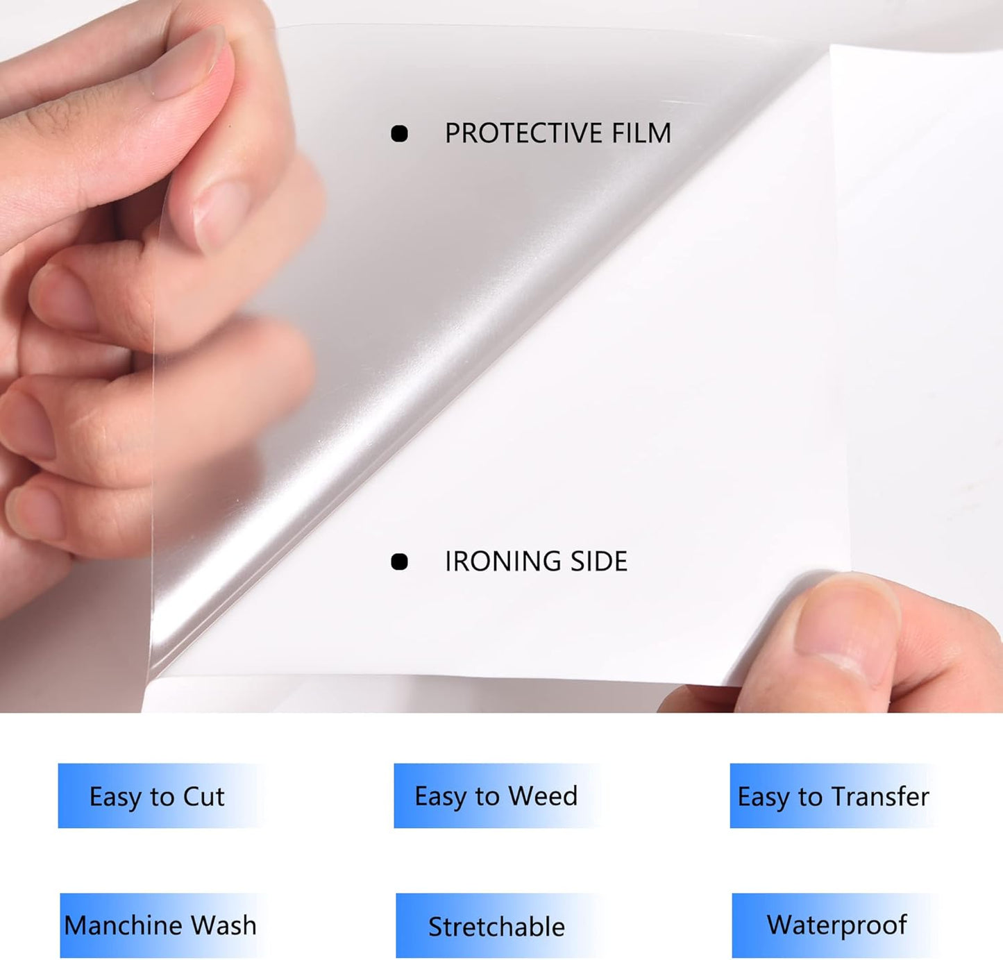 HTV Iron on Vinyl 12Inch by 12ft Roll Heat Transfer Vinyl for T-Shirt HTV Vinyl Rolls for All Cutter Machine - Easy to Cut & Weed for Heat Transfer Design (12ft, White)