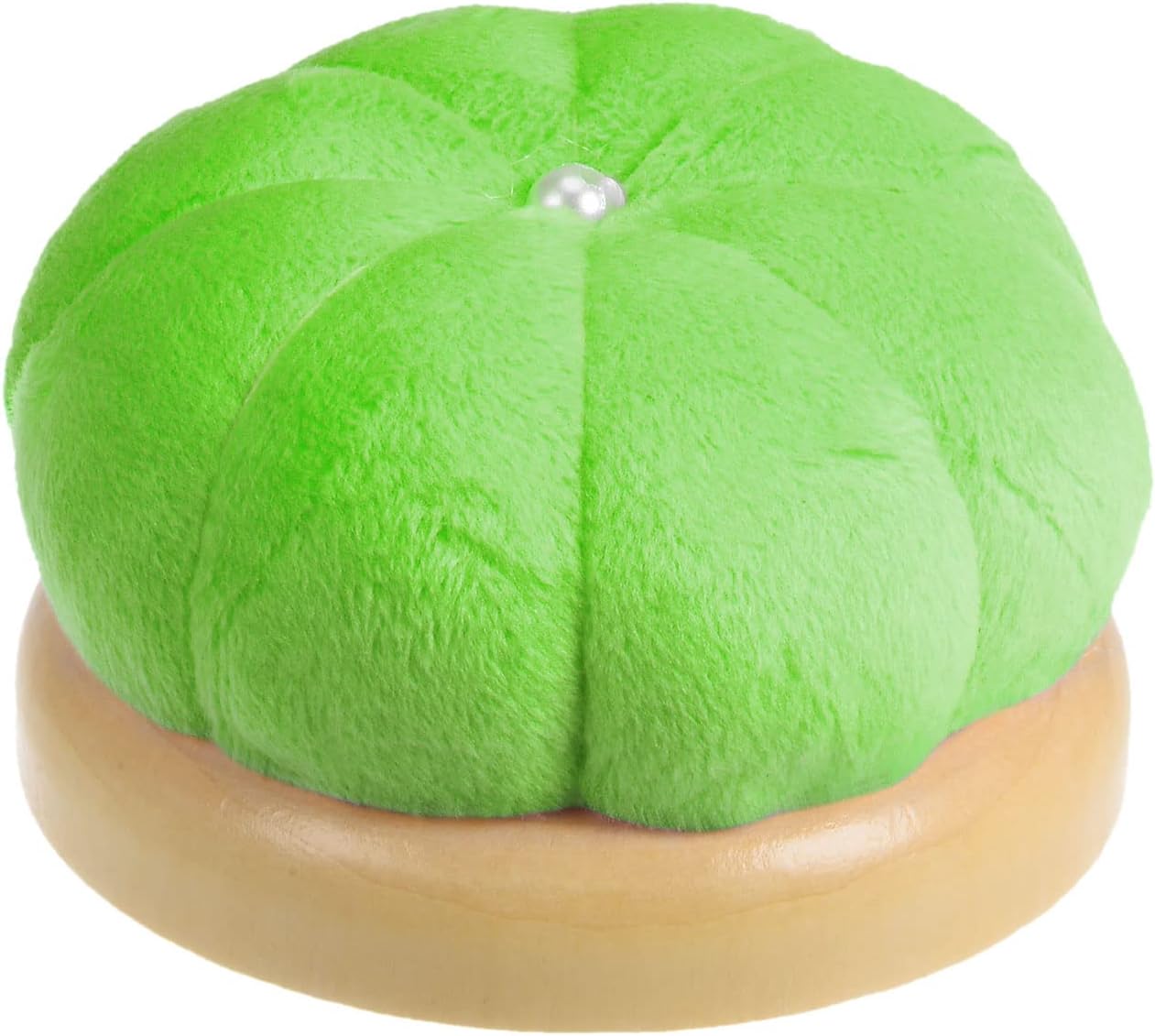 HARFINGTON Wooden Base Needle Pincushions Japanese Style Pin Cushions Round Pin Cushion Needle Holder for Sewing Quilting Needlework DIY Crafts, Green