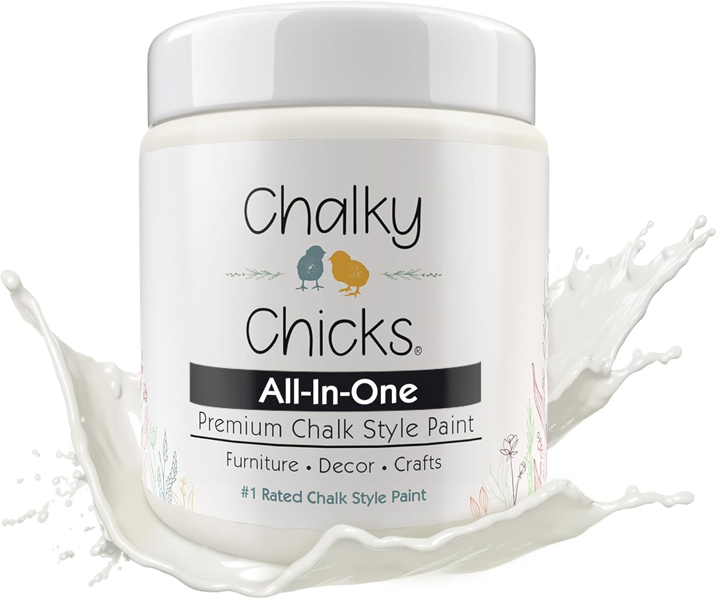 Chalky Chicks All-in-One Chalk Paint for Furniture or Cabinet - 4 Fl Oz - Matte Finish Old Lace (Off White) for Metal, Wood Furniture Paint - No Sanding All-in-One for Home Decor & Crafts, USA Made