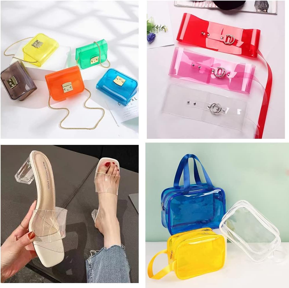 HYANG Solid Colors Transparent PVC Super Clear Holographic Vinyl 1 Roll 12" x 47" (30cm x 120cm) for DIY Bows Earrings Bags DIY Crafts Making (Black)