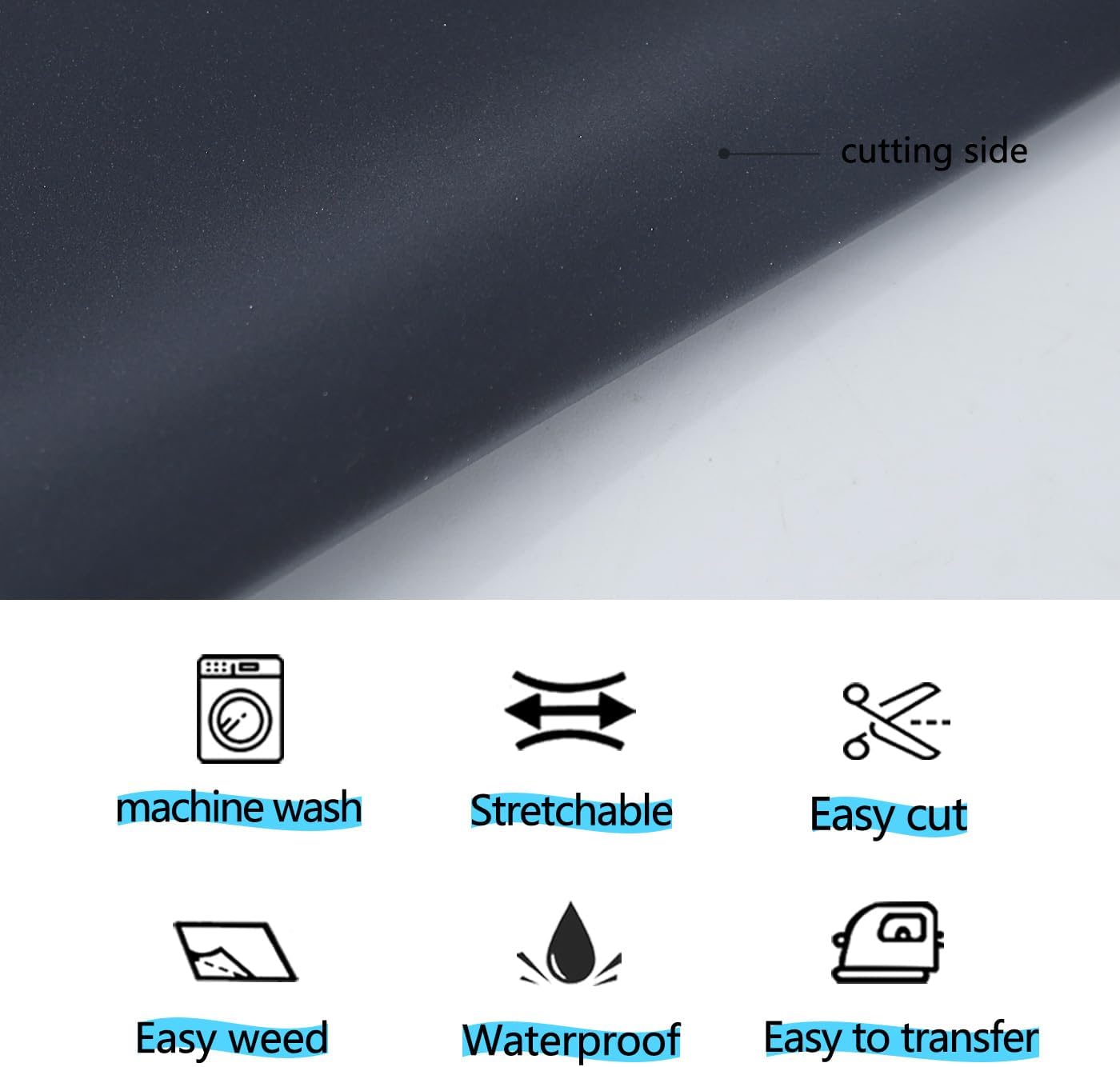 guangyintong Reflective Black Heat Transfer Vinyl HTV Rolls, 12" x 8ft Reflective Iron on Vinyl for T-Shirts, Black HTV Vinyl for All Cutter Machine Easy to Cut & Weed for HTV DIY Design