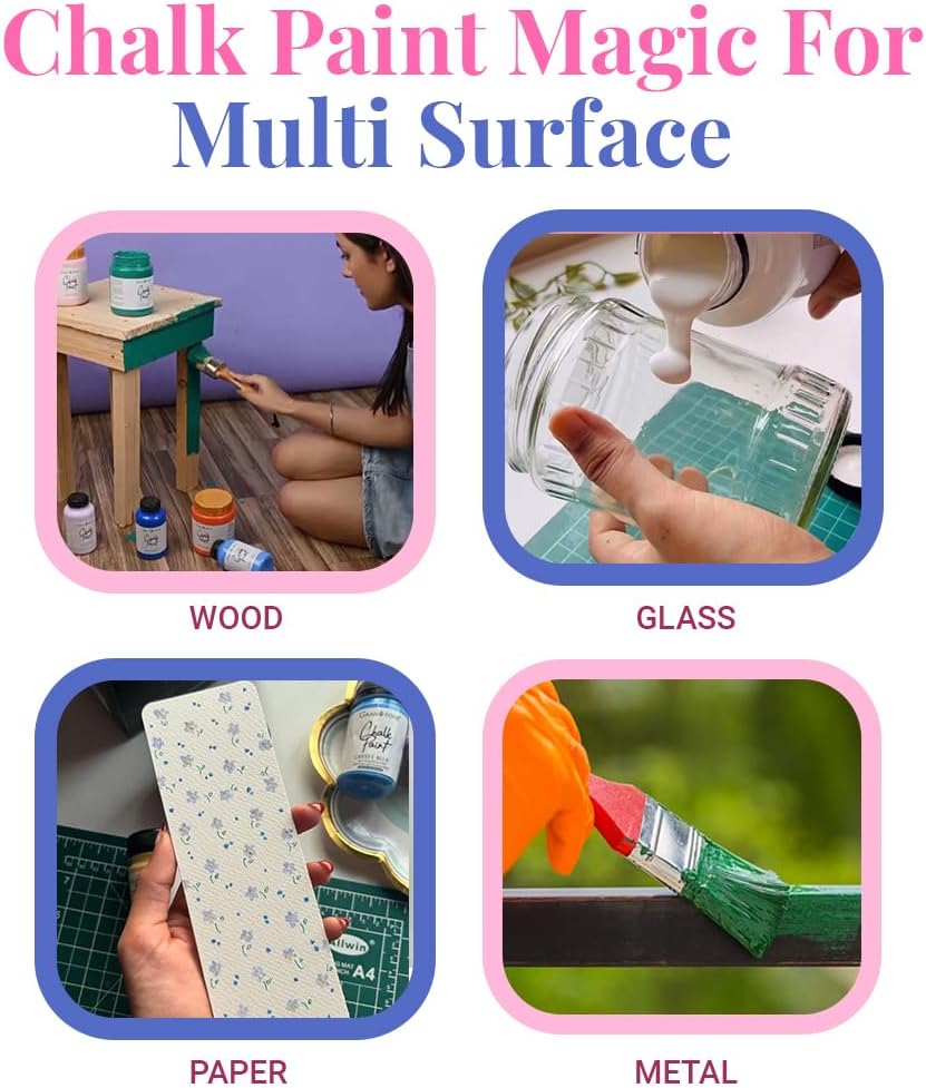 GRANOTONE Chalk Paint for Furniture, Matt-Finish Water-Based Acrylic Paint for Wood, Walls, Metal, Glass, Paper, Fabric Canvas, Maximum Coverage Chalk Paint for Kids & Adults, 500 Ml (TIFFANY BLUE)