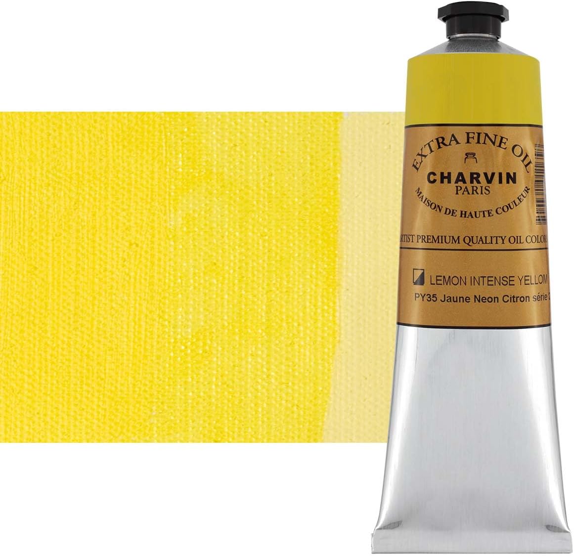 Charvin Extra Fine Oil Paint, Intense Lemon Yellow 150 ml - Triple-Milled, Rich Texture, Poppy Oil-Based, Light-Fast, Handmade, Archival Quality