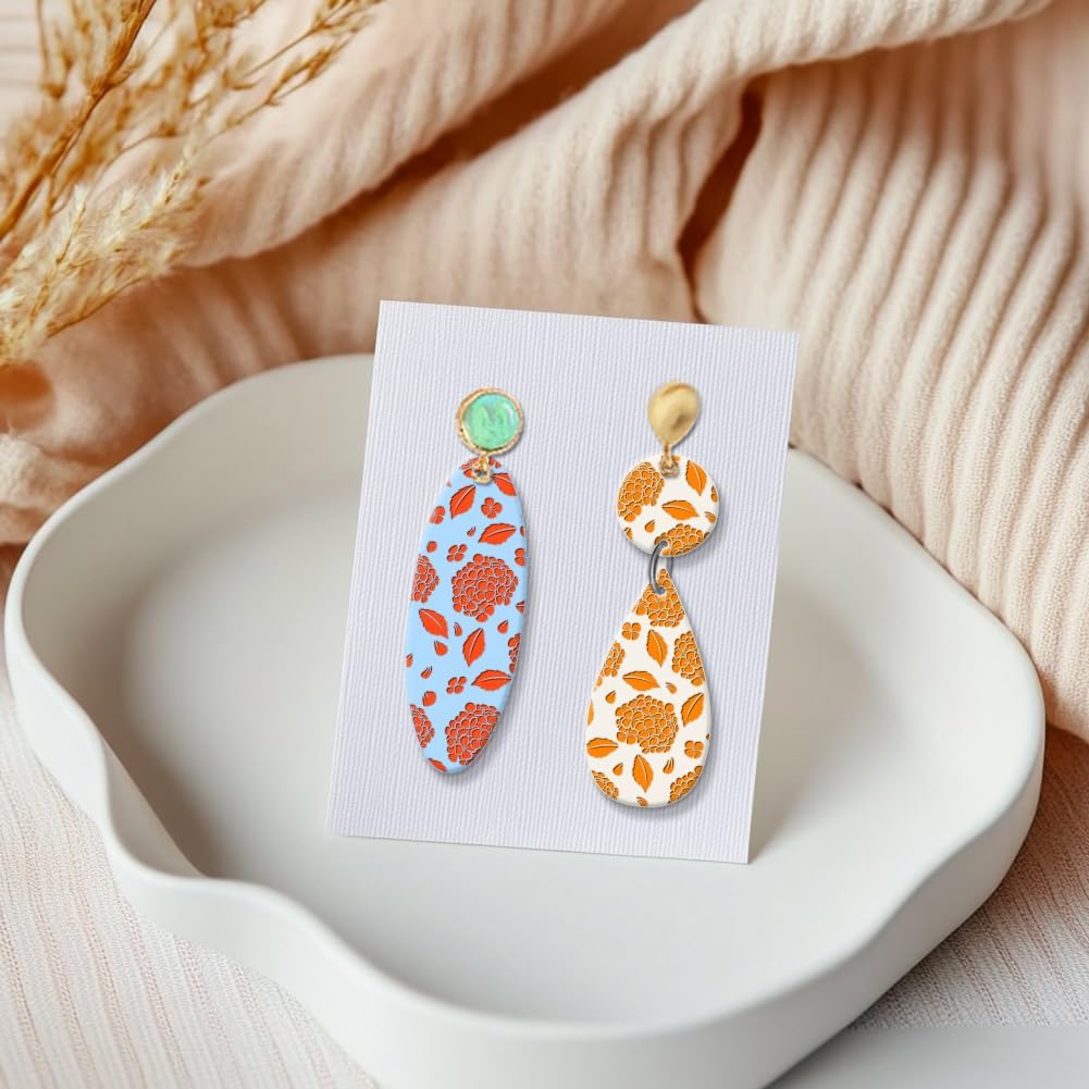 CHGCRAFT Hydrangea Texture Polymer Clay Texture Sheets Flowers Leaves Pattern Silicone Texture Stamp Clay Modeling Pattern Pad Texture Sheets for Polymer Clay Making Earrings Jewelry