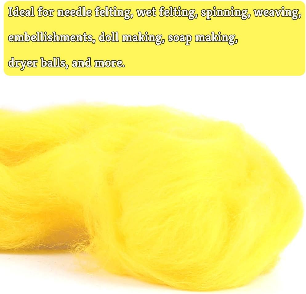 Wool Roving Bulk - 8.82oz Super Wool Chunky Yarn, Wool Roving Top for Needle Felting, Soft Felting Wool Supplies for Hand Spinning, Blending, Weaving and DIY Craft