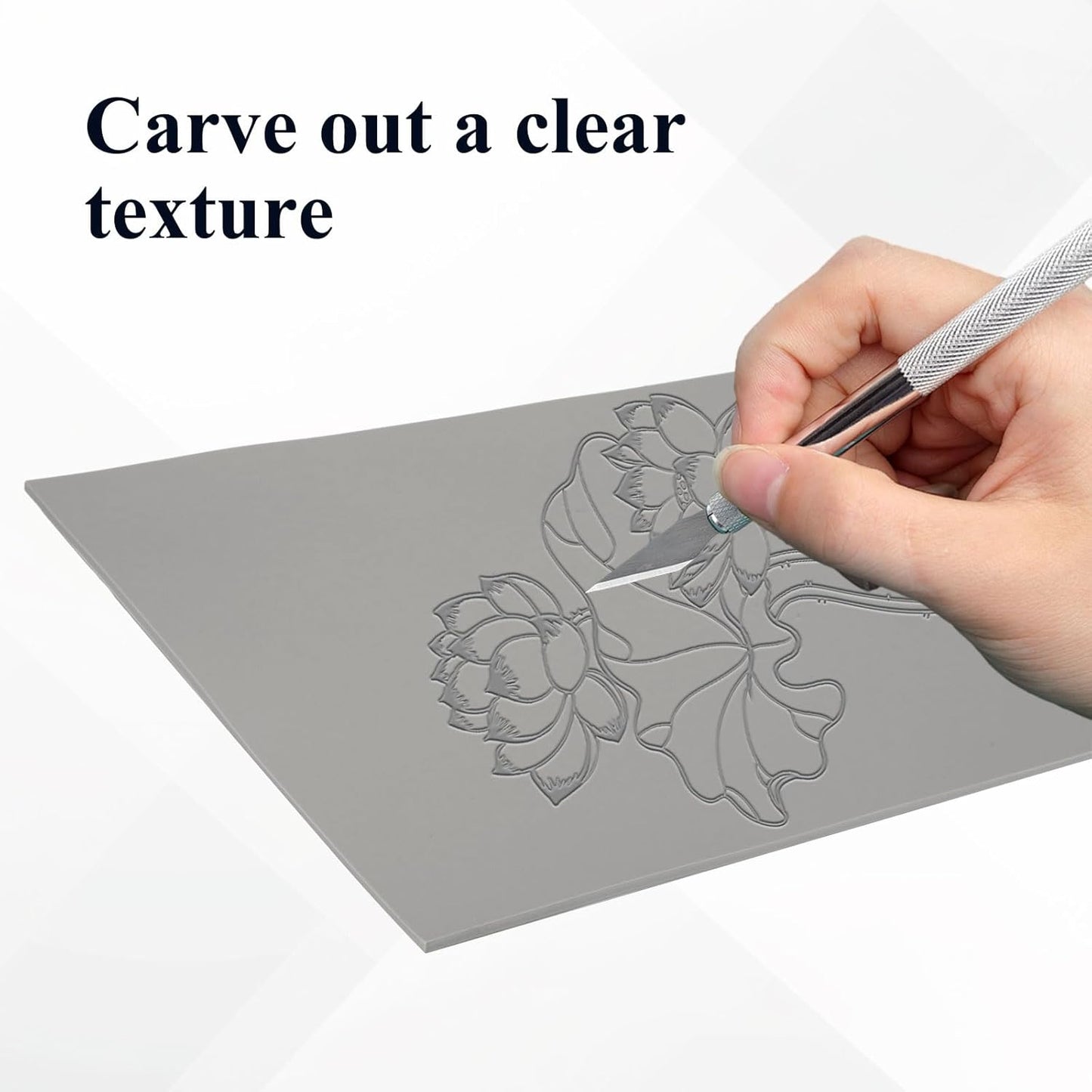 LDXDRU 8 Pack Linoleum Block for Printmaking, 12 x 12 Inch Linoleum Blocks Gray Linocut Block Linoleum Block Printing for Engraving Art Project Printmaking Stamp Carving Block