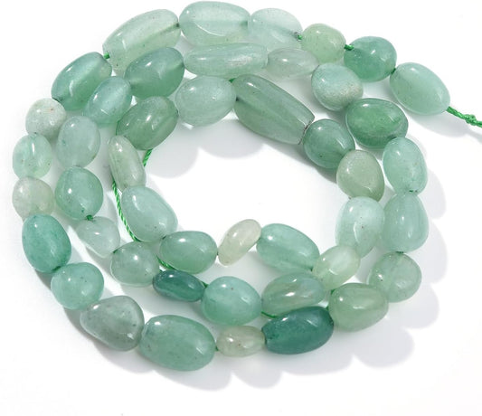 Green Aventurine Pebble Nugget Oval Free Tumbled Stone 6-8mm Natural Gemstone Loose Beads Approx 15.5 inch for DIY Jewelry Making