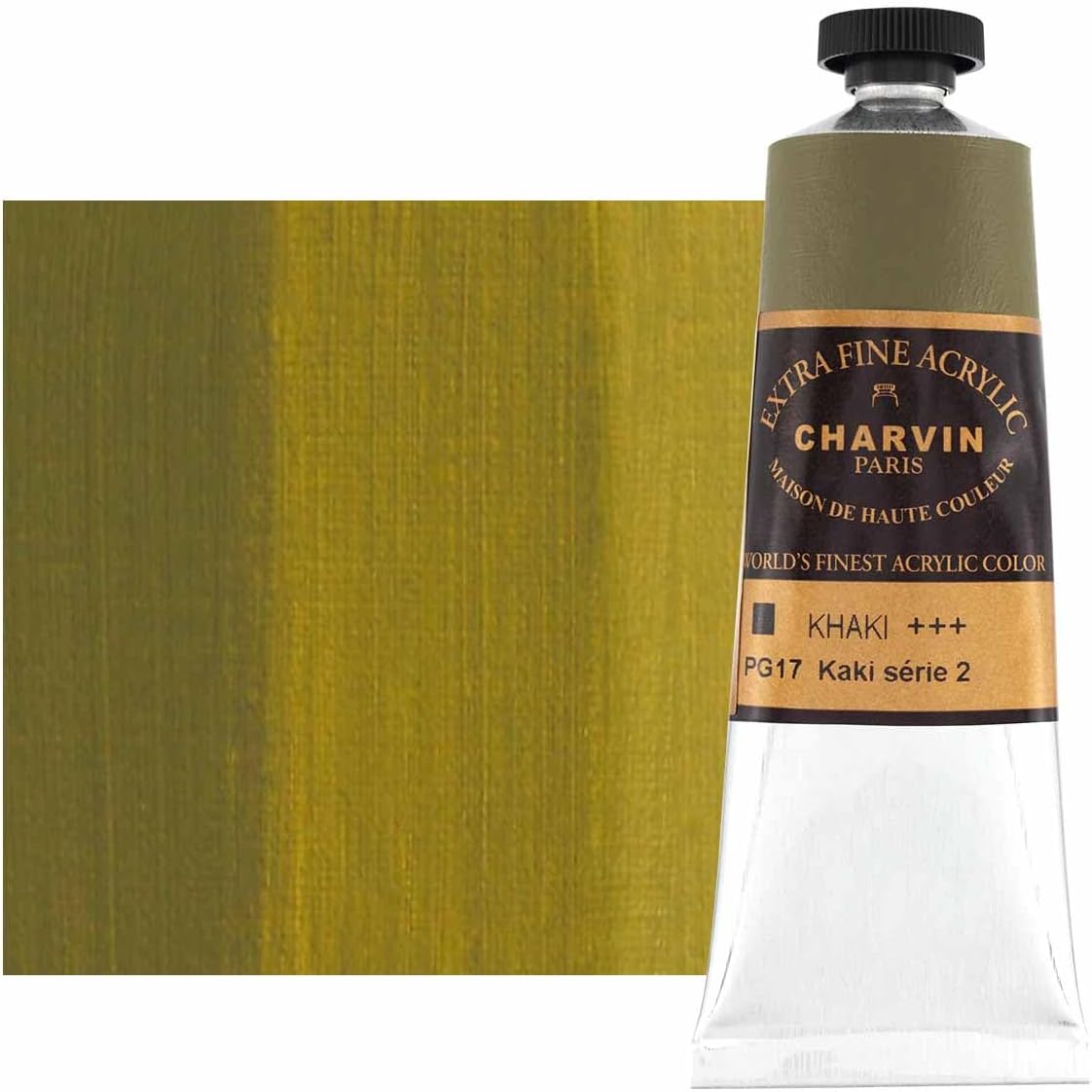 Charvin Extra Fine Professional Acrylic Paint - Khaki, 150ml Tube, Triple-Milled, Lightfast Pigments, Open Stock Artist Acrylic Paints in Nature-Inspired Hues