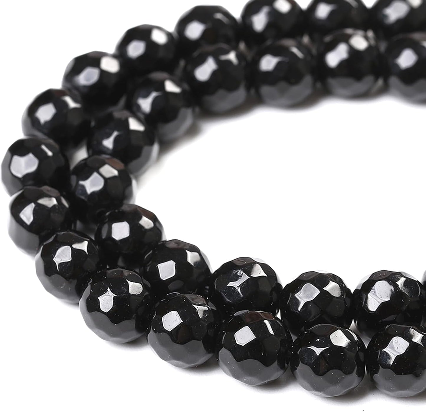 60pcs 6mm Natural Faceted Black Agate Stone Beads for Jewelry Making Energy Healing Beads DIY Bracelet Necklace Accessories 15" (6mm, Faceted Black Agate)