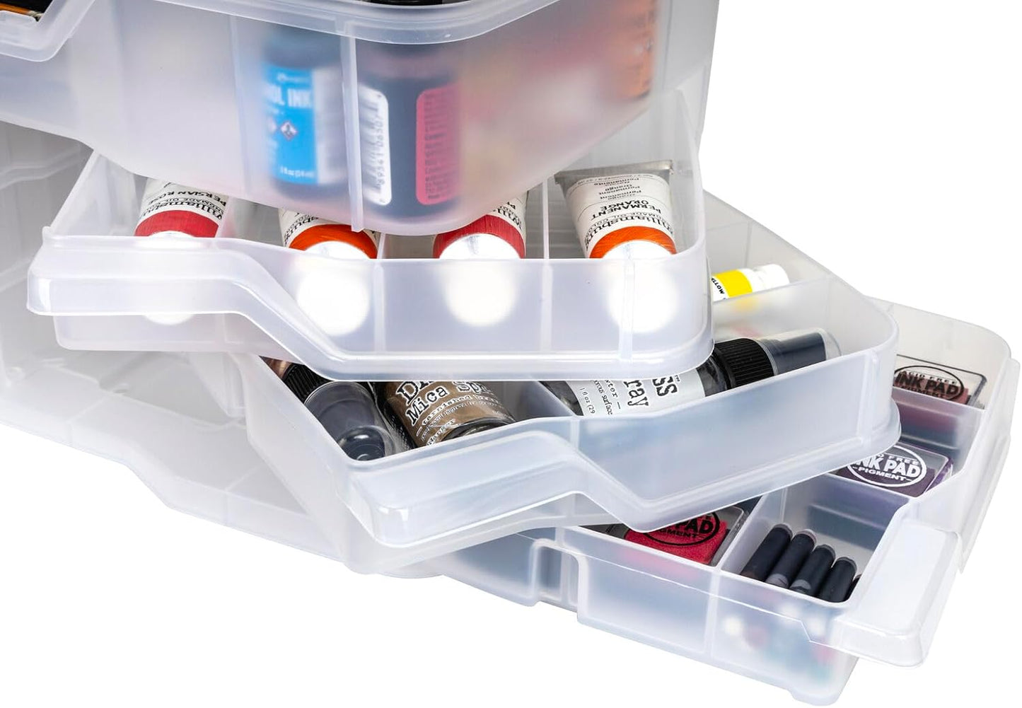 ArtBin Clear Plastic Organizer Small Parts Organizer - for DIY Arts & Crafts Storage Boxes & Organizers, Sewing Storage - Storage Box with Compartments, Project Box - Large (6 Pivot Trays) 6963PB