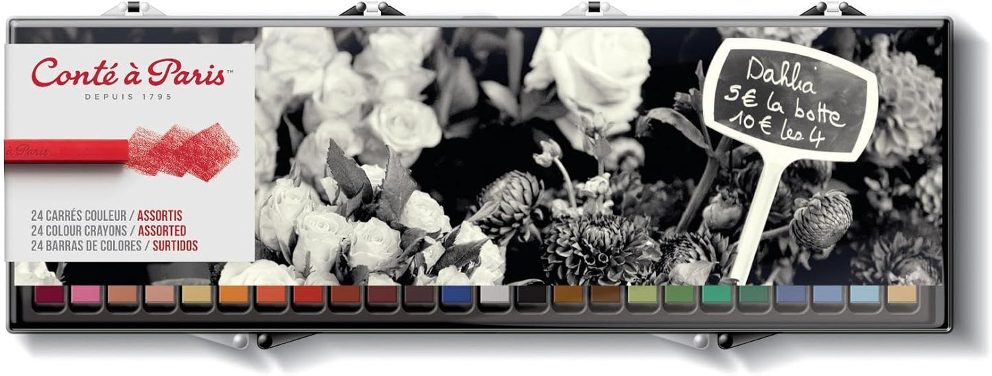 Conté à Paris 24 Count Assorted Colored Carrés Crayons Set