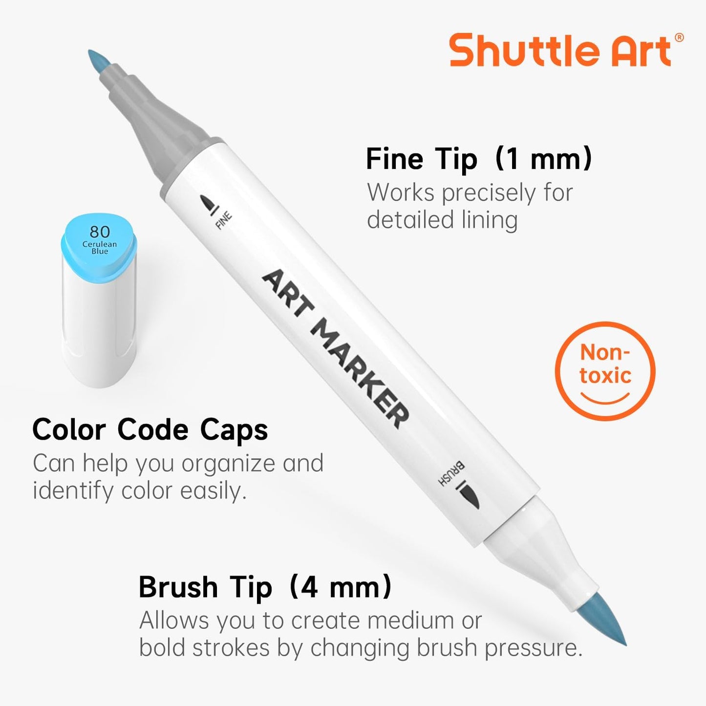 Shuttle Art Pastel Alcohol Markers Brush tip, Dual Tip Brush & Fine Tip Art Marker Set, 50 Colors plus 1 Blender Marker Pens with Case Perfect for Illustration Kids Students Adults Coloring Sketching