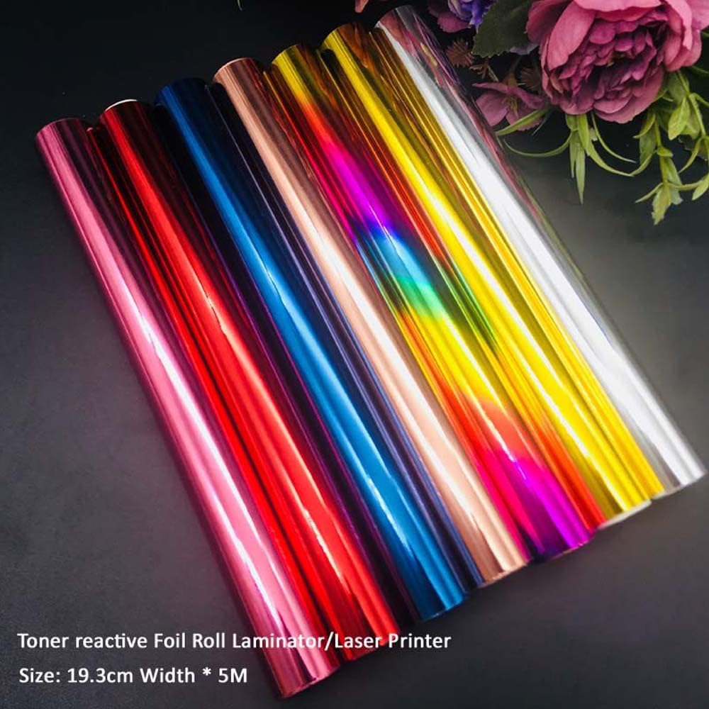 7PCS Toner Reactive Foil Roll,Use with Laminator Laser Printer,Paper Holographic Heat Transfer Crafts Foil Roll for Scrapbooking Crafting Cardstock Hot Stamping Holographic Heat Transfer DIY Crafts