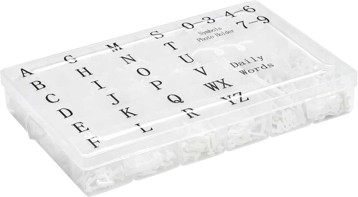 Pre-Cut Letters for Felt Letter Board, 736 Pieces Including Characters, Numbers, Symbols, Daily Words Cursive Letters with Sorting Tray for Changeable Plastic Message Boards (White)