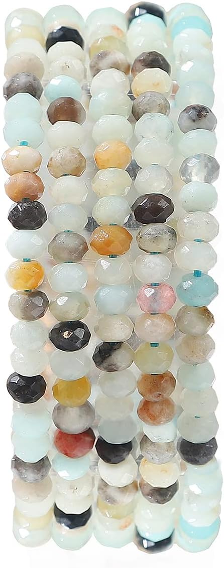 Natural Amazonite Beads 4x2mm 120pcs Faceted Rondelle Loose Semi Gemstone Beads for Jewelry Making Design