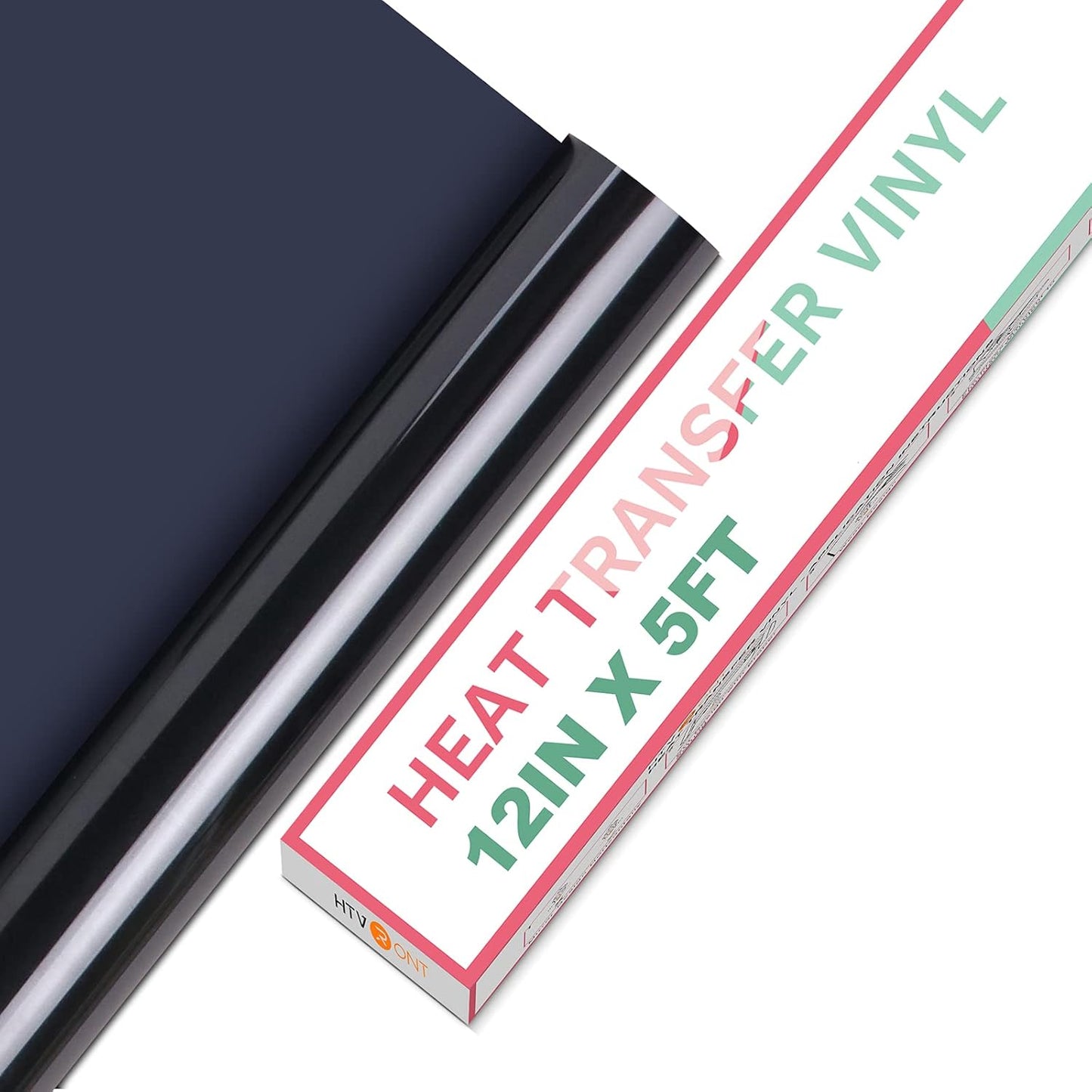 HTVRONT HTV Vinyl Rolls - Heat Transfer Vinyl, 12" x 5ft Black, Easy to Cut & Weed for Heat Vinyl Design