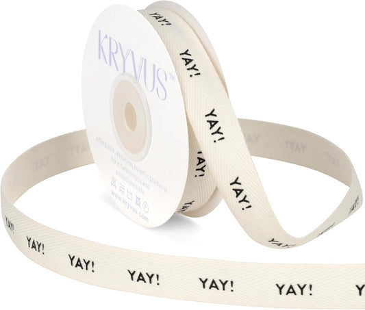 Yay! Ribbon - 5/8 Inch x 12 Yards Natural Twill Tape Ribbon, Cotton Herringbone Ribbons for Gift Wrapping, Birthdays, Weddings, Christmas, Anniversaries, Valentine's Day, Mother's Day