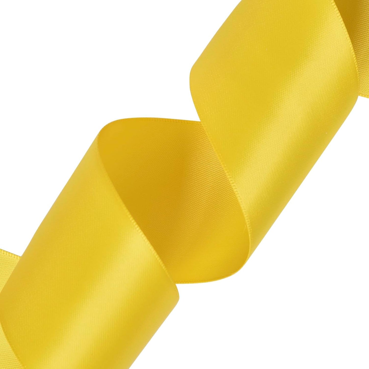 YAMA Yellow Double Faced Satin Ribbon, 2 Inch 25 Yards, Great for Crafts Bows Flower Bouquet Wedding Home Decor Gift Wrapping