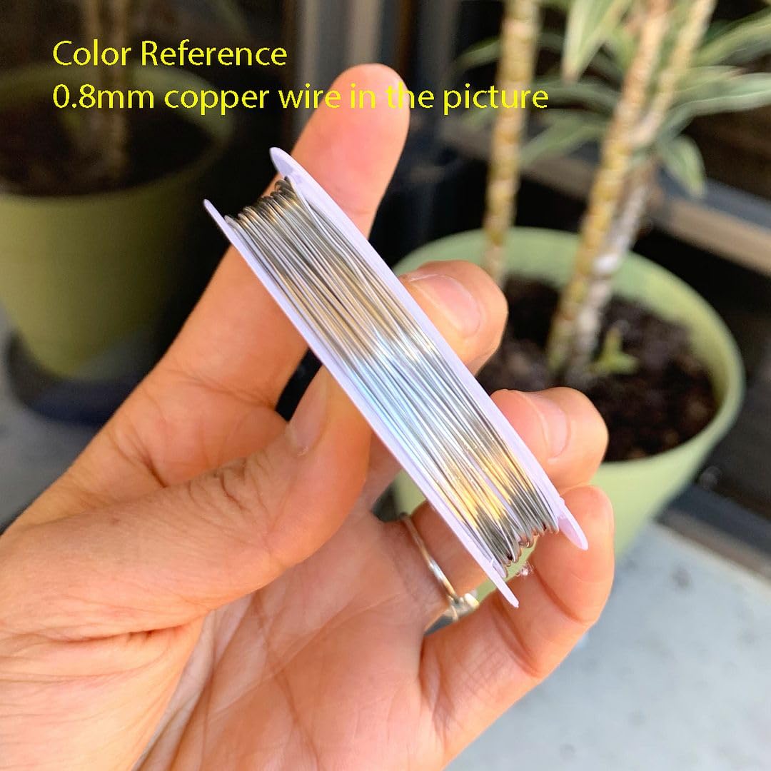 Adabele 249 Feet Premium Tarnish Resistant Round Jewelry Wire Copper Beading Wire Spool Bulk (0.6mm/22 Gauge) Sterling Silver Plated for DIY Craft Jewelry Making BF285-6