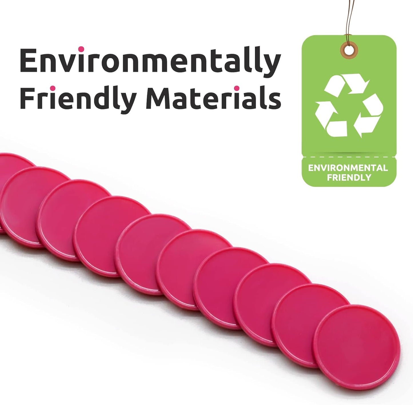 Set of 100 Opaque Plastic Learning Counters Mini Poker Chips Game Tokens with Storage Box (MediumVioletRed, 1.58 Inch)