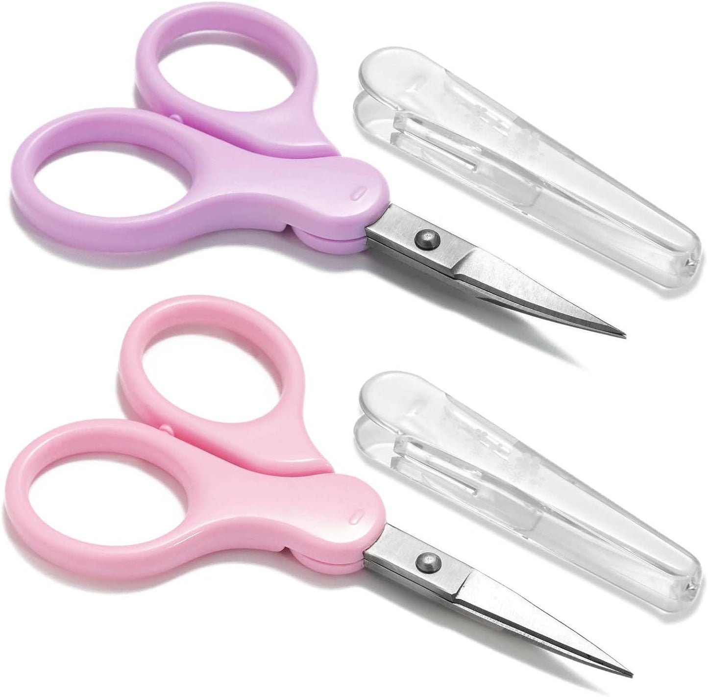 3.5" Sharp Small Craft Scissors all Purpose, Precision Straight and Curved Fine Tips for Thread Yarn Fabric Cutting, Mini Scissors with Protective Cover, Ideal for Sewing, Embroidery, Beauty, Crochet