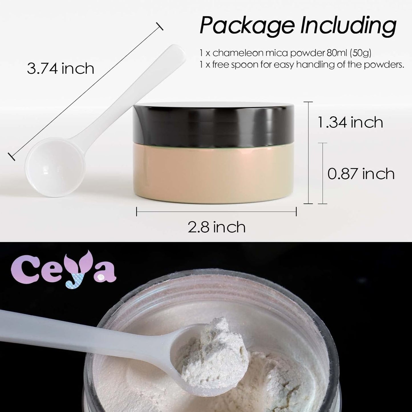 Ceya Interference Mica Powder, 1.8oz/ 50g Ghost Red Chrome Nail Powder, Cosmetic Grade Pearlescent Effect Color Shift Pigment for Epoxy Resin, Makeup, Nail Polish, Soap Dye, Candle Making, Slime,Paint
