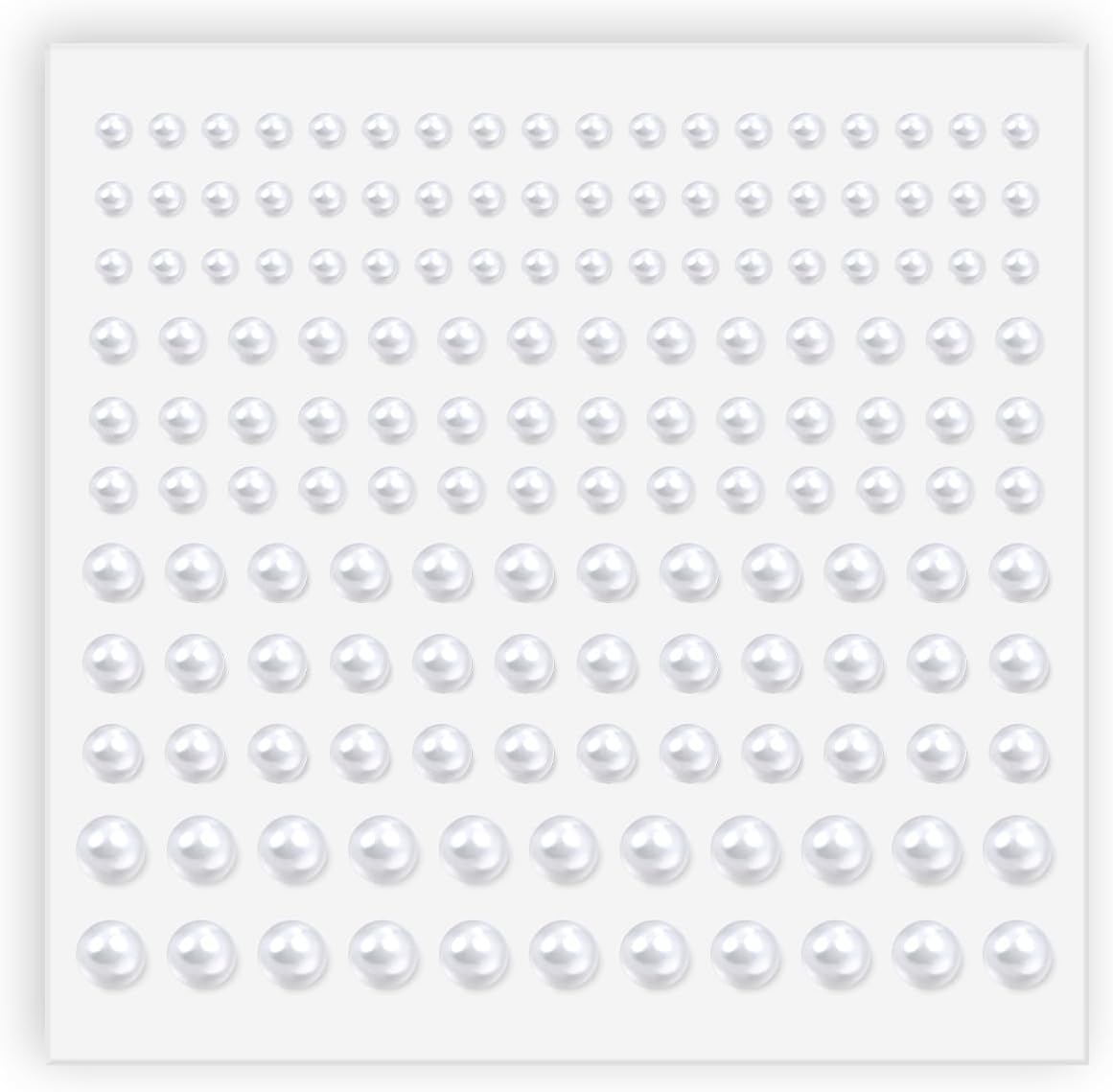 Pearl Stickers Self Adhesive Hair Pearls Gem White Jewel Sticker for Making Hair Decor Face,Body, Nail, Phone Art Craft Scrapbooking Embellishments Assorted Size 3mm/4mm/5mm/6mm (165)
