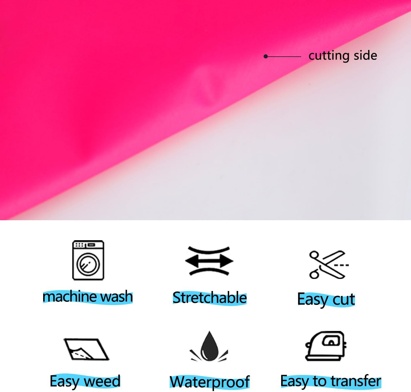 guangyintong Glow in The Dark Heat Transfer Vinyl HTV Rolls, 12" x 8ft Luminous Pink Iron on Vinyl for T-Shirts Costumes, PU Elastic HTV Vinyl for All Cutter Machines Easy to Cut & Weed