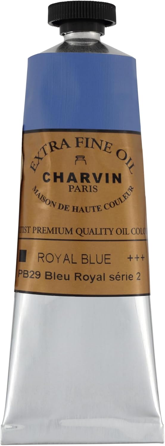Charvin Extra Fine Oil Paint, Royal Blue 60 mL - Triple-Milled, Rich Texture, Poppy Oil-Based, Light-Fast, Handmade, Archival Quality