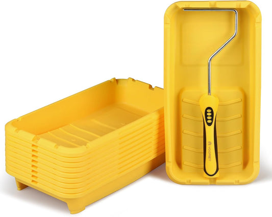 VOOMEY Paint Tray 4 inch, Paint Tray Liner, Paint Roller Tray with Paint Roller Frame 11 Pack, Paint Pan Easy to Clean and Reusable