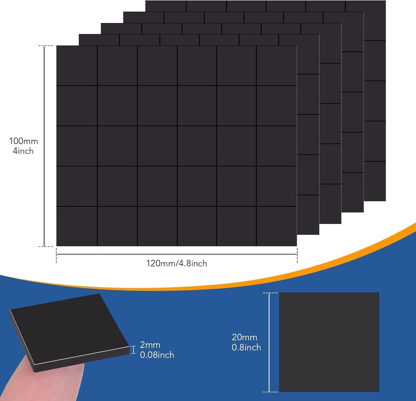DIYMAG Adhesive Magnetic Sheets - |Each 20x20x2mm| (110 PCS) Align Image with The Magnetics Sheet,Then,Tear Off The Protective Film to Stick The Images on Surface of Binder