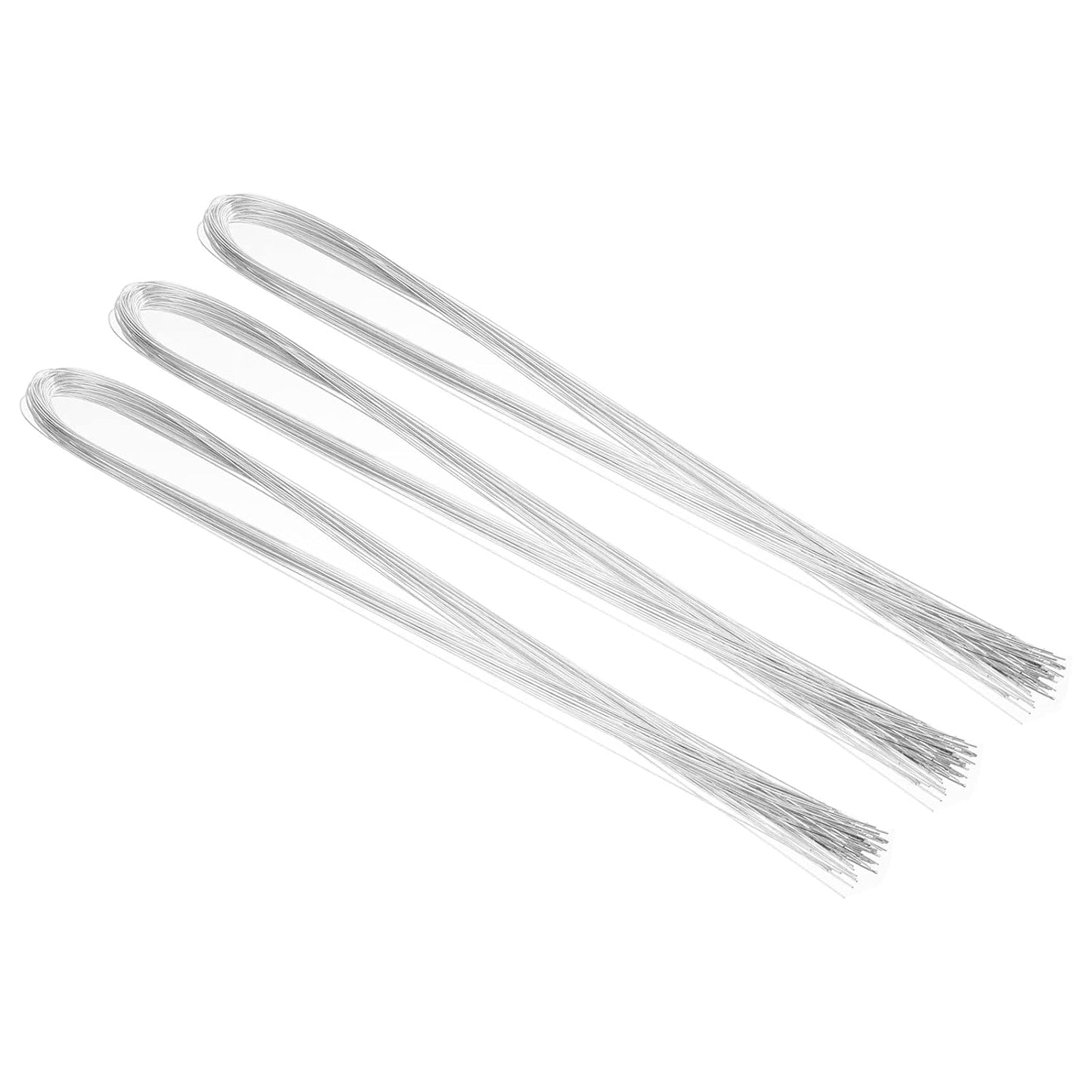 PATIKIL 32 Inch 22 Gauge Floral Stem Wire, 3 Pack/120 Pieces Bouquet Stem Paper Wrapped for DIY Crafts Flower Arrangements, Silver Tone