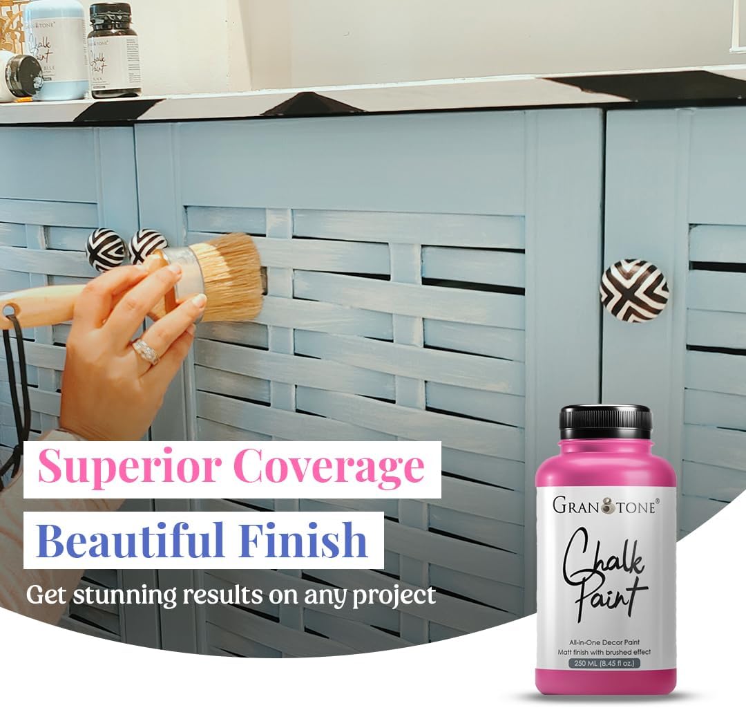 GRANOTONE Chalk Paint for Furniture | Matt-Finish Water-Based Acrylic Paint for Wood, Walls, Metal, Glass, Paper, Fabric Canvas | Maximum Coverage Chalk Paint for Kids & Adults, 250 Ml (AP GREEN)
