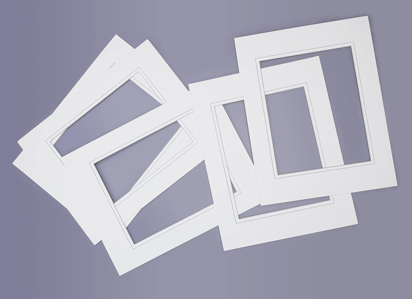 Golden State Art, 11x14 Double Mats for 8x10 - for Photos, Pictures, Frames - Acid-Free, 5 Pack, Off White Over Off White