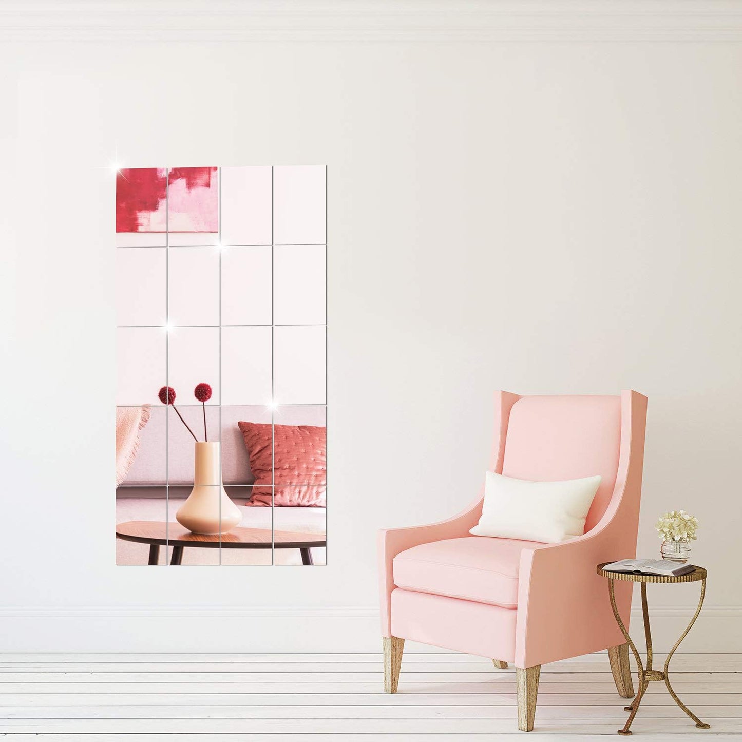 BBTO 20 Pcs Mirror Sheets, 6''x 9'' Self Adhesive Non Glass Cut to Size Mirror Stickers Tiles, Safe Unbreakable Plastic Small Frameless for Classroom, Childroom & DIY Craft