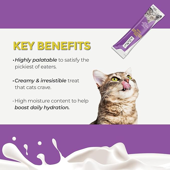 Fussie Cat Super Premium Cat Treats in Goat Milk Puree, lickable cat Treats,6 Packs of 4-0.5oz Tubes, Variety Flavor Pack of 6 Flavors.