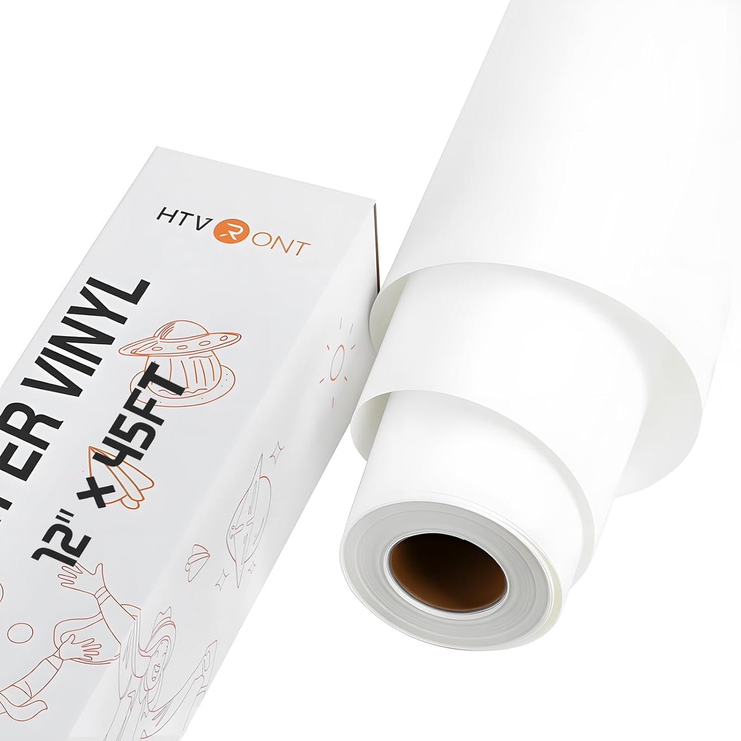 HTVRONT White Heat Transfer Vinyl - 12" x 45FT White HTV Vinyl Roll for T Shirts, White Iron on Vinyl Compatible with Cricut Cutting Machine & Silhouette Cameo - Easy to Cut & Weed