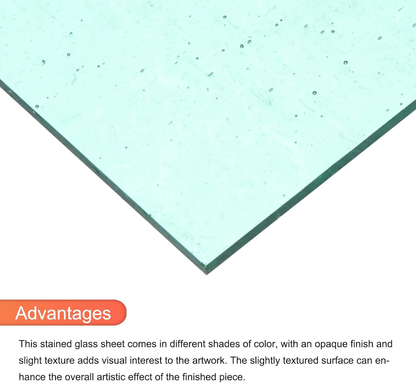 MECCANIXITY 2 Pcs Stained Glass Sheet Mosaic Tile 7.9 Inch x 5.9 Inch Lake Blue Stained Glass Sheets for Crafts DIY Art Project