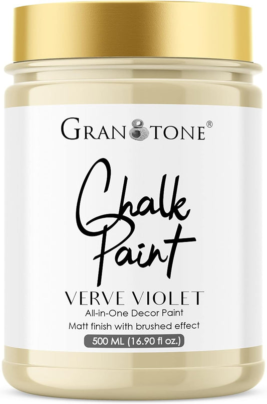 GRANOTONE Chalk Paint for Furniture, Matt-Finish Water-Based Acrylic Paint for Wood, Walls, Metal, Glass, Paper, Fabric Canvas, Maximum Coverage Chalk Paint for Kids & Adults, 500 Ml (WARM LINEN)