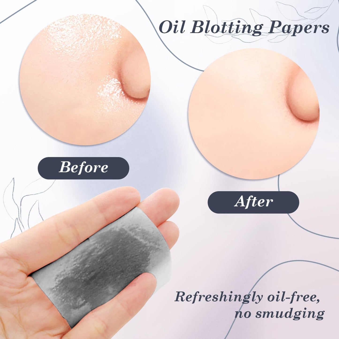 EKIND Oil Blotting Papers Make Up Pads for Face Shine Control Men Women, with Control Smooth Cover Box Portable Oil Absorbing Tissues for Oily Skin(300 Sheets,Black)