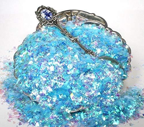 Light Blue Iridescent Ice Glitter Flakes for Nail Art - Lightweight Holographic Polyester - 311-4351 - 1/2 oz (14 grams)