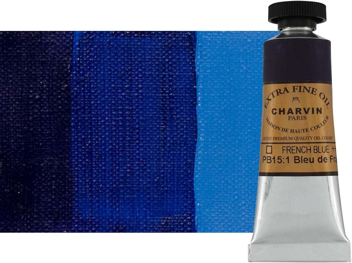 Charvin Extra Fine Oil Paint, French Blue 20 ml - Triple-Milled, Rich Texture, Poppy Oil-Based, Light-Fast, Handmade, Archival Quality