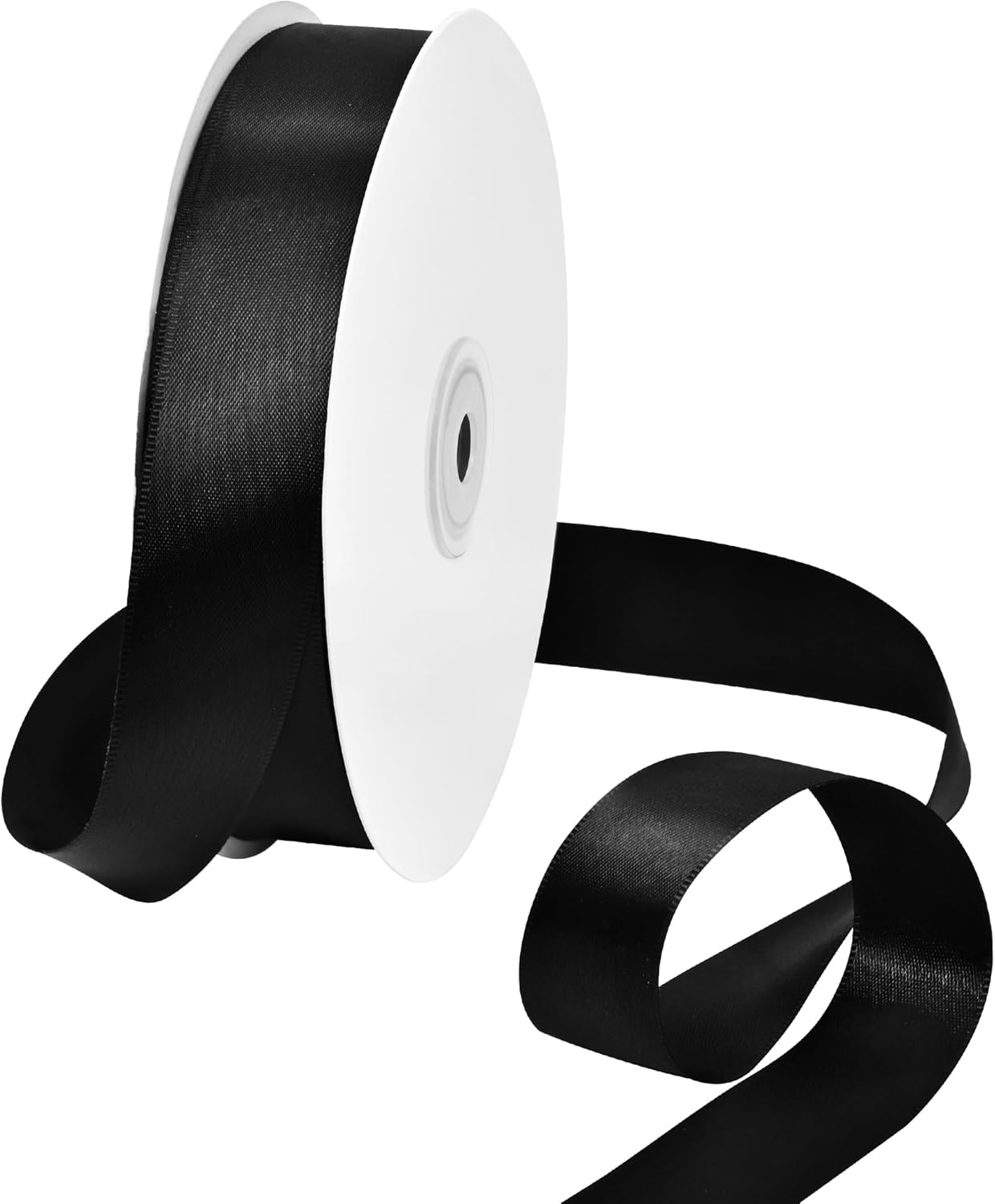 Black Satin Ribbon 1" X 50 Yards Solid Color Double Faced Ribbons Perfect for Crafts Wedding Decor Bow Making Arts Sewing and More