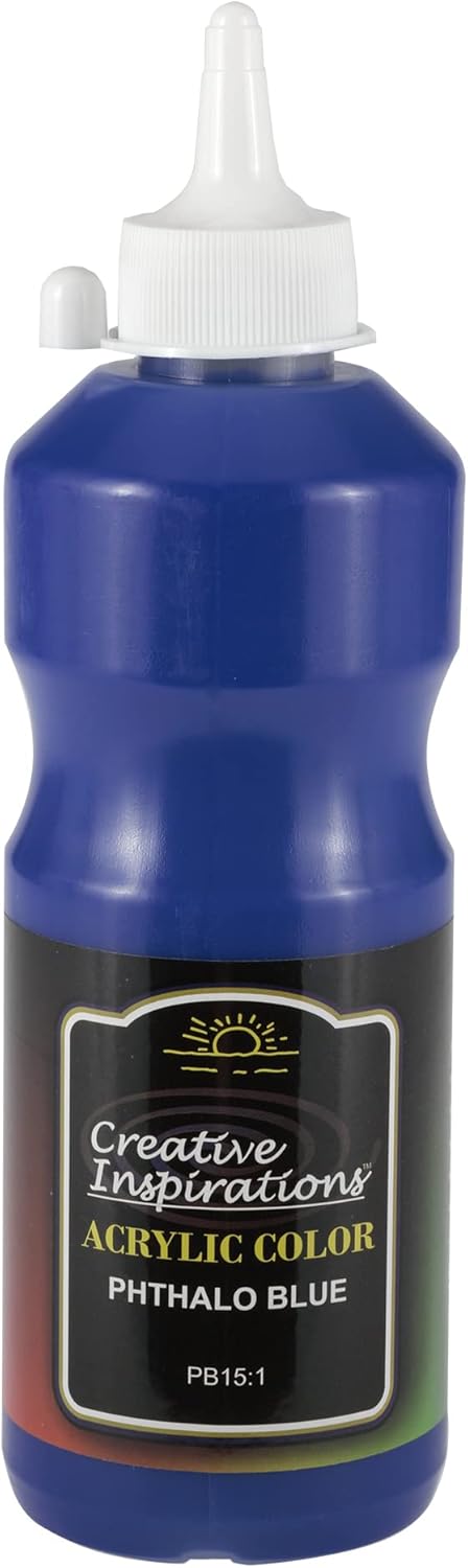 Creative Inspirations Acrylic Paint - Phthalo Blue - 500 mL Bottle - Smooth & Creamy Consistency, Vibrant Pigmentation, Great Coverage for Artists - Clean Up with Soap & Water