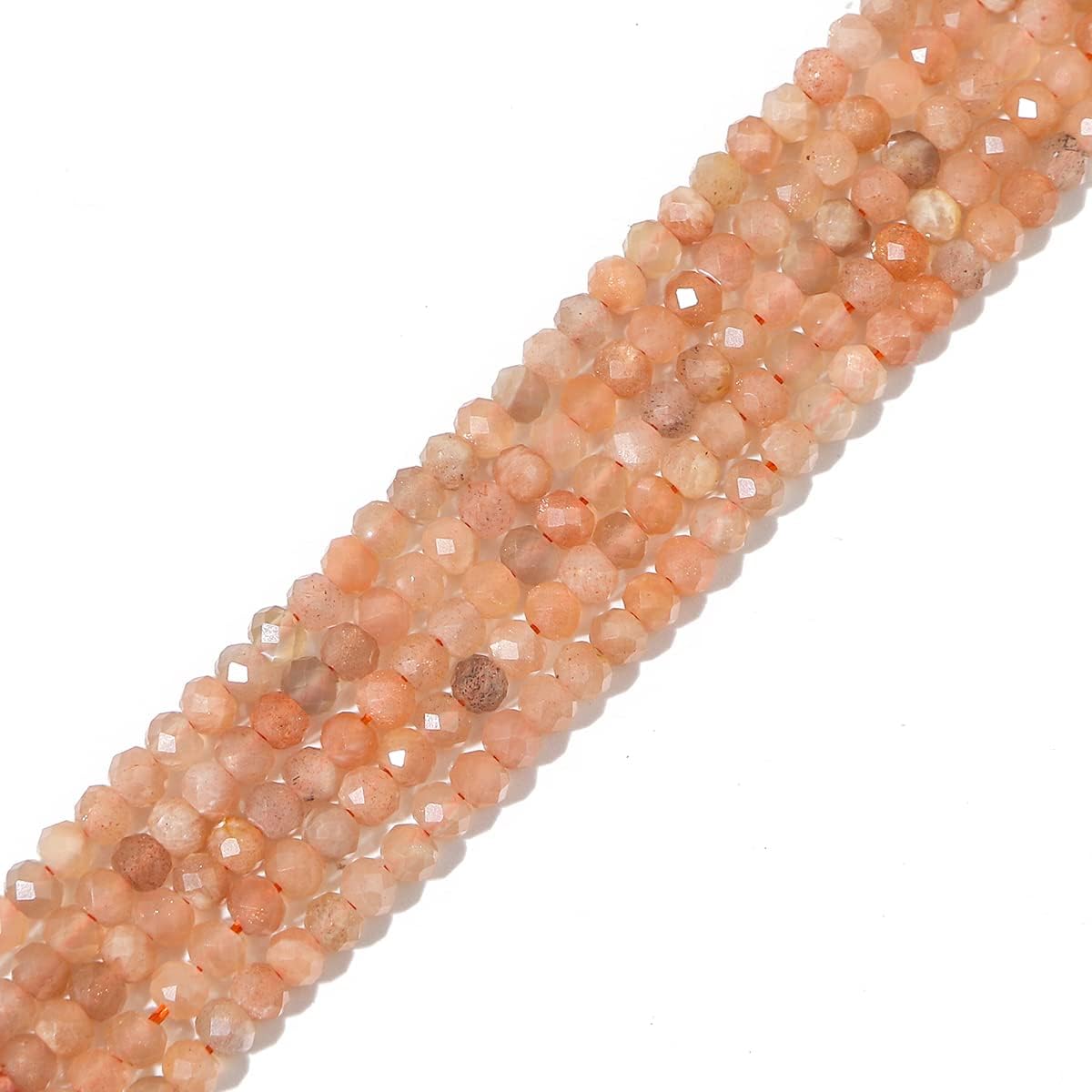 Natural Sunstone Beads 4x2mm 120pcs Faceted Rondelle Loose Semi Gemstone Beads for Jewelry Making Design