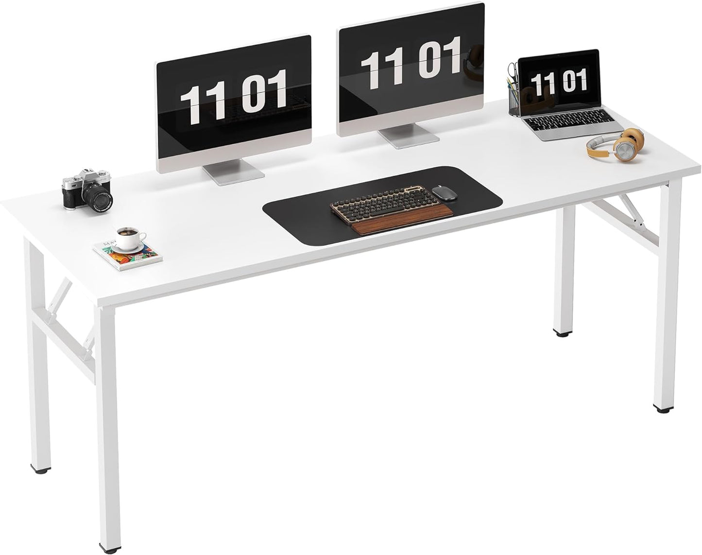 Need Computer Desk Office Desk 62 inches Folding Table with BIFMA Certification Computer Table Workstation, White AC5DW-157