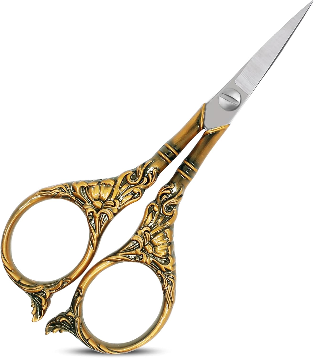 BIHRTC 4.5Inch Small Sharp Pointed Stainless Steel Scissors Craft Cross Detail Shears Thread Scissor for Sewing Craft Embroidery Needpoint Artwork DIY Tool Scissors Bronze Scissor
