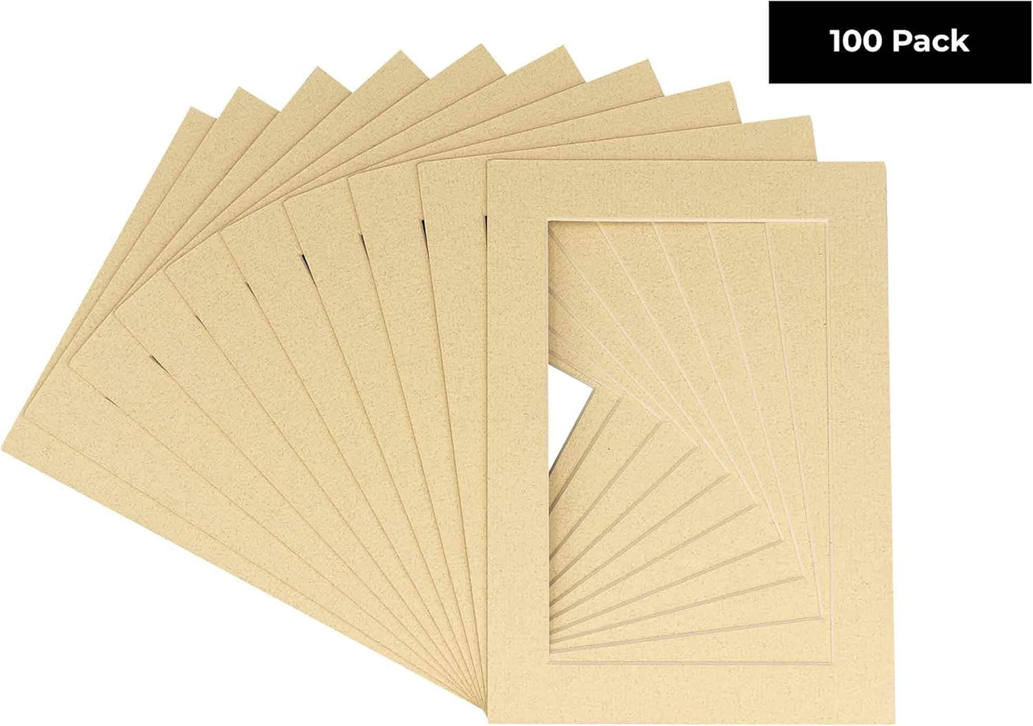11x14 Mat for 8.5x11 Photo - Precut Tan Picture Matboard for Frames 11 x 14 Inches - Bevel Cut Matte to Display Art 8.5 x 11 Inches - Acid Free Pack of 100 MATS with Backing Boards & Clear Bags